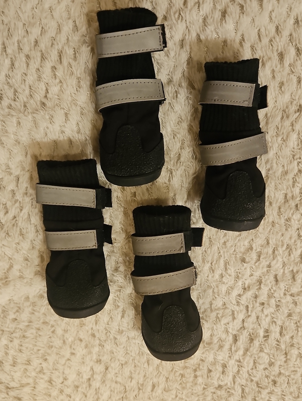 Black Reflective Strap Outdoor Dog Boots - Pack of 4